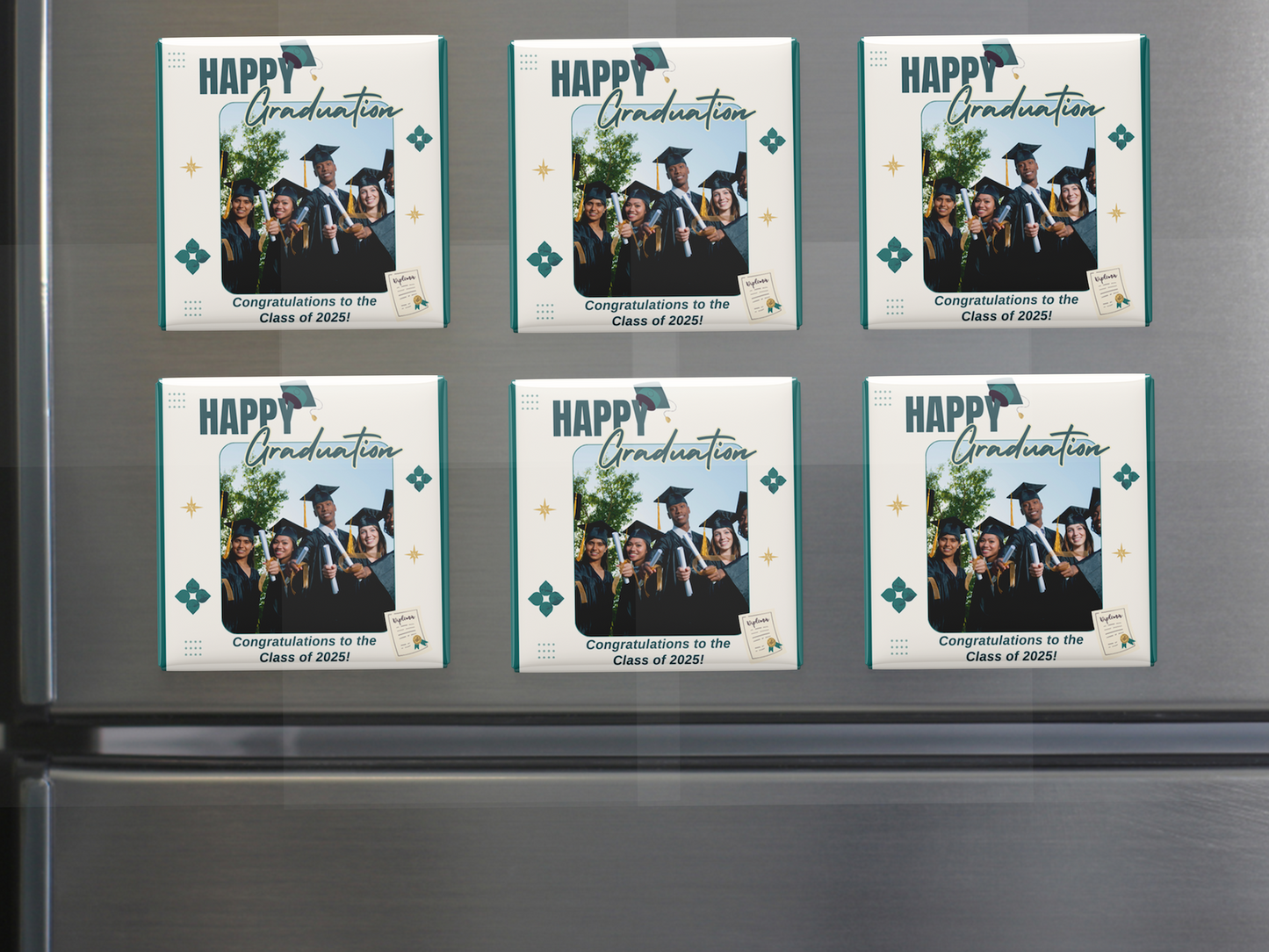 Graduation Photo Magnets, Class Favor - Set of 6