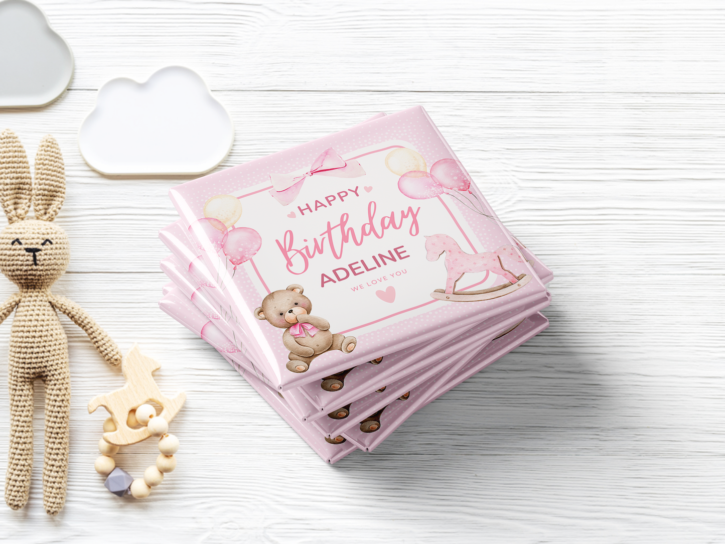 Custom Happy Birthday Magnet for Girls – Personalized with Kid’s Name, Personalized Party Keepsake, Set of 10
