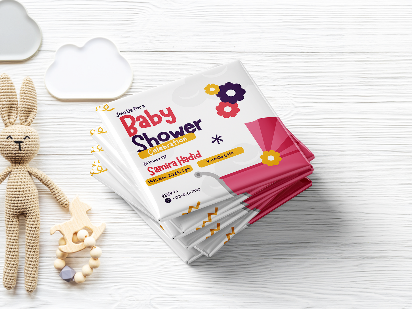 Custom Baby Girl Shower Magnet Invitation – Personalized Keepsake, Set of 10