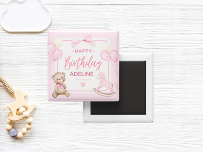 Custom Happy Birthday Magnet for Girls – Personalized with Kid’s Name, Personalized Party Keepsake, Set of 10