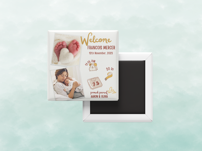Custom Welcome Baby Photo Magnet, Baby Announcement, Personalized Party Keepsake, Set of 10
