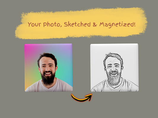 Custom Sketch Fridge Magnets – Digital Pencil Drawing from Photo ( Set of 6)